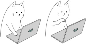 猫がパソコンを操作するイラスト